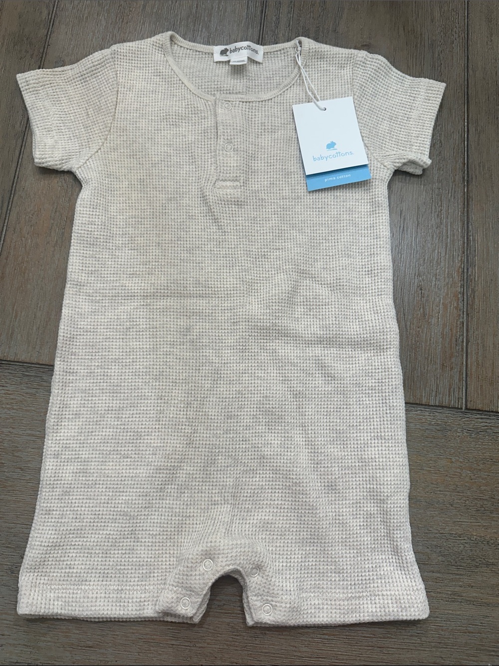 babycottons Cream Waffle short romper One-Piece | Size 12 months